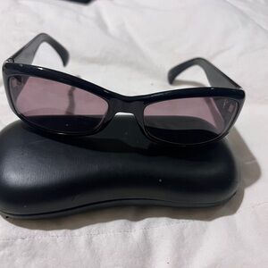 Calvin Klein Collection Black Sunglasses with Pink Lenses